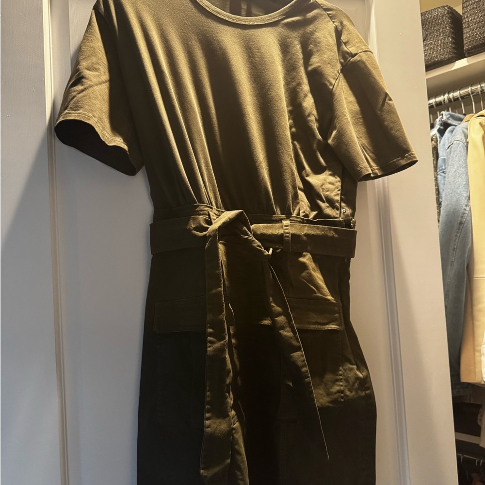 Veronica Beard Khaki Short Sleeve cotton & denim Dress